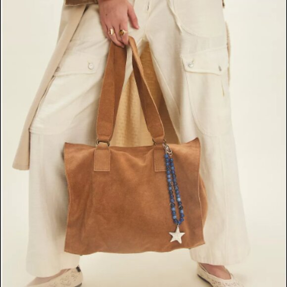 Salma Suede Tote Bag Color Saddle - Picture 1 of 6